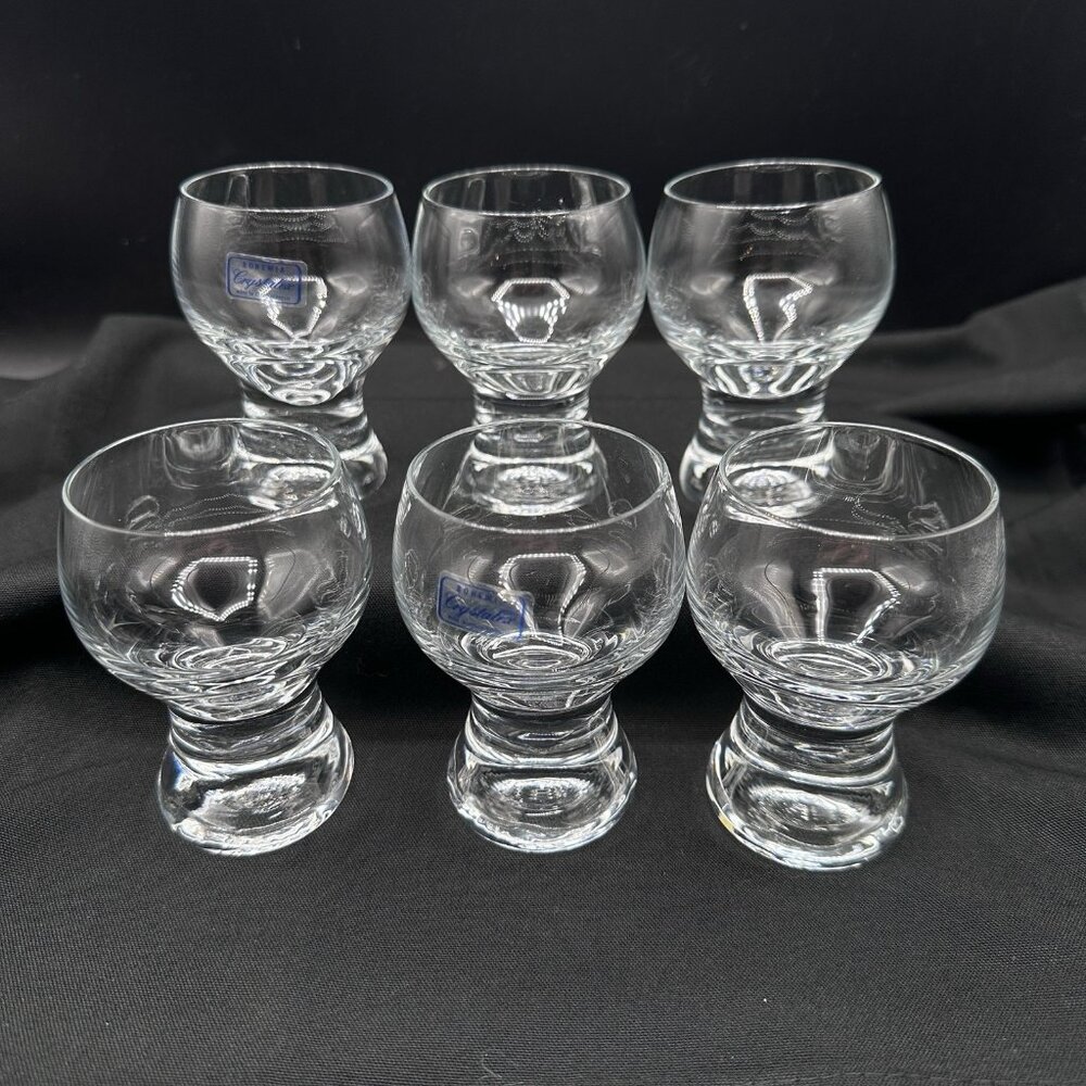 Bohemian Czech Crystal Shot Glasses 3oz Weighted Base Set of 6 Vintage 1990s